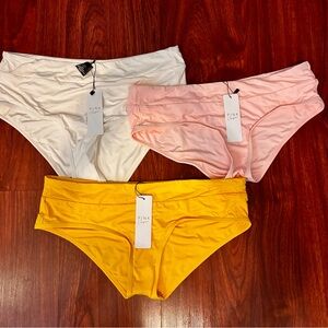 Pink Clove Bikini Bottoms Trio - White, Light Pink, Yellow